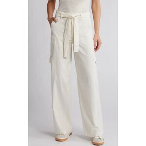 Madewell Griff Superwide Leg Cargo Pants Women's 33 Cream Belted NWT